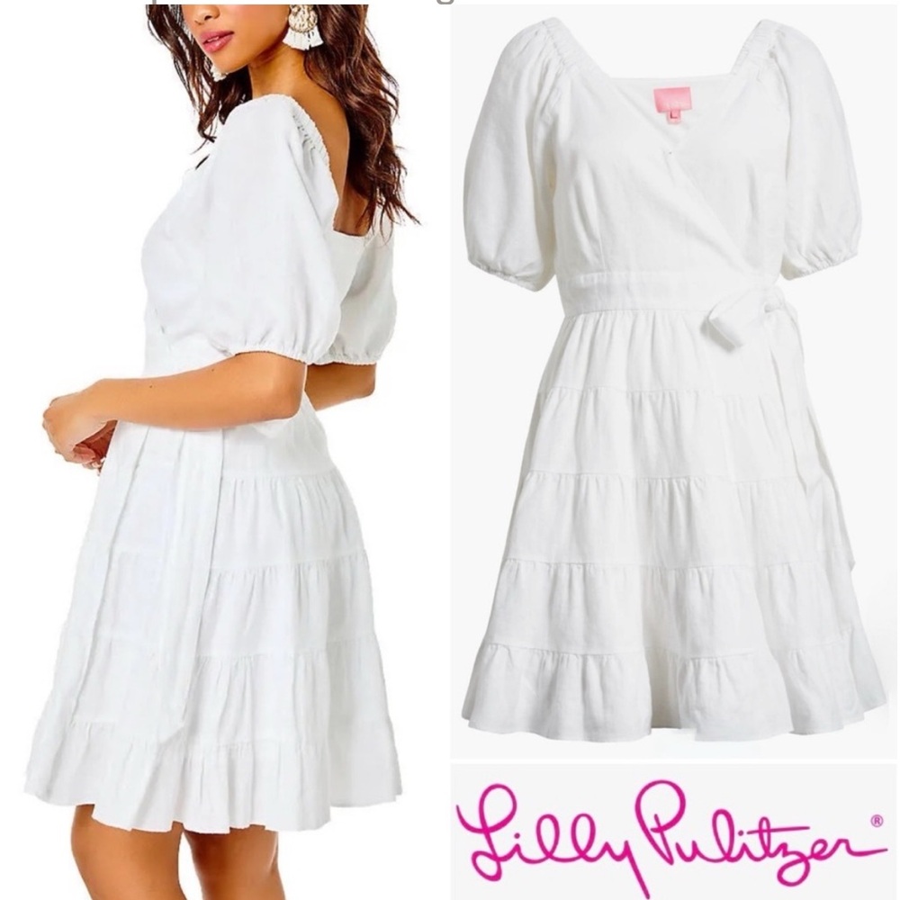 New Lilly Pulitzer Iralee Linen Wrap Dress - Picture 8 of 15